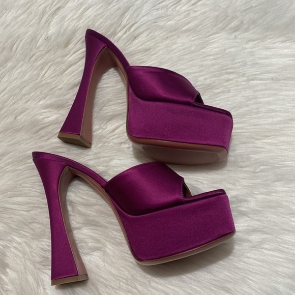 Amina Muaddi Dalida silk satin platform sandal size 36EU - Picture 9 of 12